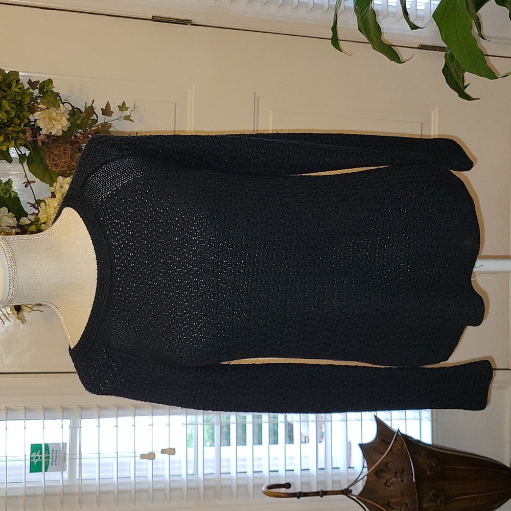 Jones New York Signature navy blue cable knit long slv pullover sweater N EUC …